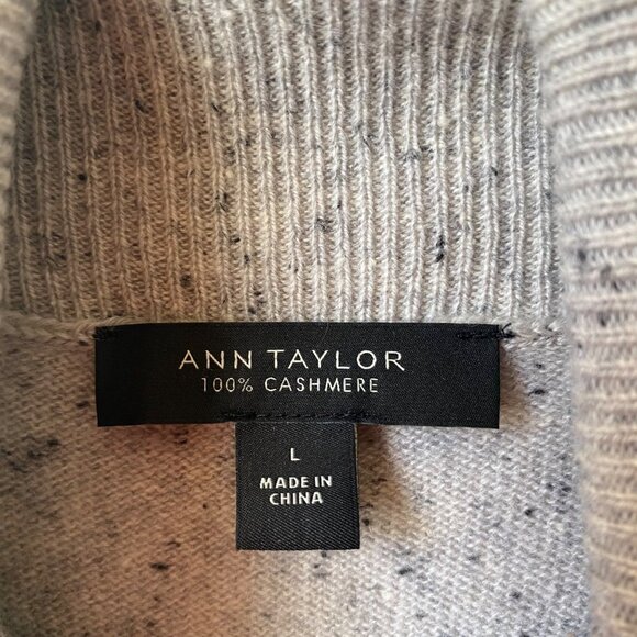 Ann Taylor 100% Cashmere Speckled Gray Turtleneck Sweater Office Women L - Picture 5 of 8
